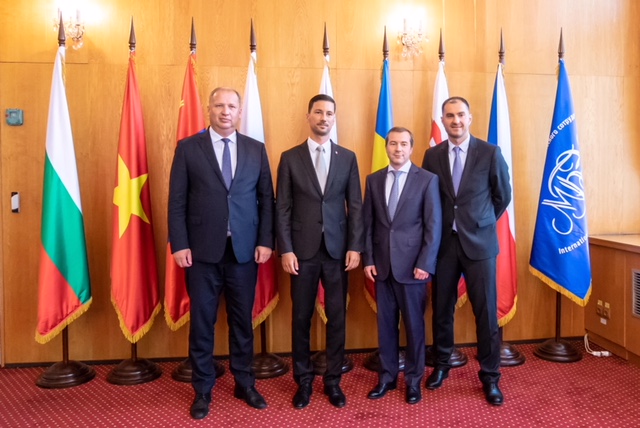 Trilateral high-level meeting at IBEC headquarters: heads of Slovak Ministry of Foreign and European Affairs, IBEC, and IIB